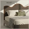 Solara Wave Luxe Queen Size Bed in velvet With Oak wood Frame & Hydraulic Storage