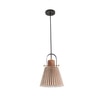 Liebe Shade Wood And Metal Hanging Pendant Light With Beige Cotton Shade