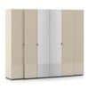 Naomi 6 Door Mirrored Wardrobe In High Gloss Beige Finish