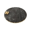 Marble Platter  Black Round With Gold Foil Work   Metal Flower  Embedded