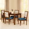 Globally Indian Sheesham Wood 4 Seater Dining Table Set With 4 Solid Wood Upholstered Chairs – In Blue Color
