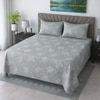 Isla Green Floral 400 TC Cotton Flat Super King Size Bedsheet with 2 Pillow Covers – Threads