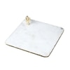 Marble Platter Square With Gold Finish Metal Piece Attachment