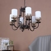 Eliante White Glass Chandelier, 6 Light, Mild Steel And Glass, Modern Hanging Ceiling Fixture