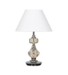 Bompton Nickel Finish Metal And Smoke Crystal Table Lamp With White Cotton Shade