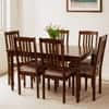 Globally Indian Sheesham Wood 6 Seater Dining Table Set With 6 Seater Cushioned Chairs -Straight Line Backrest