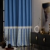 Stoa Paris Satin Curtain for Door, 70% Blackout Curtains, Sun Protection, Set of 2, Versailles - Blue Monarch