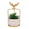 Highly Attractive Reindeer Cage Faux Plant With A Ceramic Pot