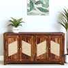 Sheesham Wood 4 Door Sideboard In Provincial Teak Finish