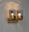 Isabella 2 Light Wall Fitting In Black And Brass Finish Metal With Smoke Glass