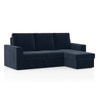 Kowloon Sectional 3 Seater Pull Out Sofa Cum Bed with Storage in Indigo SeaPort Blue Velvet Colour