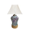 Devansh Off-White Curtain Pleated Cotton  Shade  Lamp With  Wood & Mosaic Glass Base For Decoration /Office/Home/Gifting/Study For Office/Home/Gifting -(12X12X16) Inches -