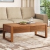 Linnea Rectangular Solid Wood Coffee Table In Amber Walnut Finish