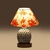 Devansh Conical Multi Cotton Shade Lamp With Wood & Mosaic Glass Base For Decoration/Office/Home/Gifting/Study For Decoration/Office/Home/Gifting/Study -(10X10X14.5) Inches -A