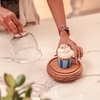 Ireka Homes Candy Glow Acacia Wood Cake Stand with Glass Dome