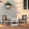 Paola Outdoor Table Set with 1 Table and 2 Chairs in Ivory White