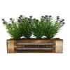Artificial Purple Flowers In A Wooden Box