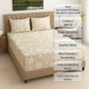 Off White Color Floral 400 TC Cotton Fitted Super King Bed Size Bedsheet With 2 Pilllow Covers Threads
