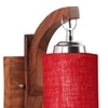 Devansh Solid Wood Electric Wall Light in Brown Colour with Maroon Shade Count of 1 Light