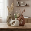 Earth Tone Ribbed Abstract Cutout Vases