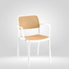 Kepler Brooks Zen Cafeteria Dining Chair With Arms in White Colour