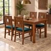 Globally Indian Ratna Solid Sheesham Wood 4 Seater Dining Table Set 4 Chairs Teal Green
