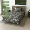Dark Chocolate Floral 210 TC Mix Cotton Flat Single Bed Size Bedsheet With 1 Pillow Cover From Threads