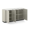Dorian Engineered Wood Sideboard With Ceramic Top In Taupe High Gloss Finish