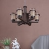 Eliante Chandelier - 6 Light Mild Steel Wood Glass Hanging Ceiling Light Fixture