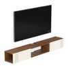 BLUEWUD Darien Engineering Wood Wall Mount TV Entertainment Unit Set Top Box Stand/TV Cabinet Panel with Shelves for Books & D�cor Display Unit Bed Living Room Upto 60 Inches (Brown Maple & White)