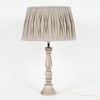 Hatton hand crafted Solid wood distress white finish table lamp With Natural Linen Shade