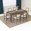 Atlas Crest Storage Solid Wood Dining Table With 6 Reed Cane Chairs (Finish : Danish Walnut, Chair Colour : Grey Floral)