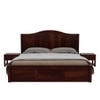 Sniu Solid Wood Queen  Size Bed Without Storage (Walnut Finish)