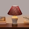 Devansh Conical Maroon Jute Shade Lamp With Wood & Mosaic Glass Base For Decoration/Office/Home/Gifting/Study For Decoration/Office/Home/Gifting/Study -(10X10X14.5) Inches -A