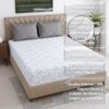 White And Grey  Geometric Cotton  400 Tc  Fitted  Double Queen Size Bedsheet With 2 Pillow Covers