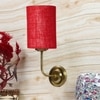 Devansh Metal Electric Wall Light in Gold Colour with Maroon Shade Count of 1 Light