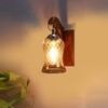 Devansh Solid Wood Electric Wall Light in Brown Colour with Lavender Shade Count of 1 Light