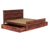 Moglis Solid Wood Queen Size Bed With Drawer Storage Bed In Teak Finish