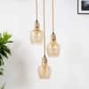 Alita 3 Light Amber Luster Glass Brass Edge Pendant Cluster
