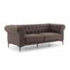 Bellmore 3 Seater Tufted Woven Chesterfield Sofa Brown