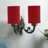 Devansh Metal Electric Wall Light in Antique Gold Colour with Red Shade Count of 2 Lights