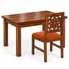 Globally Indian Surya Solid Sheesham Wood 4 Seater Dining Table Set 4 Chairs Terracotta Orange