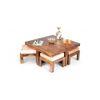 Blane Sheesham Wood 4 Seater Coffee Table Set In Teak Finish