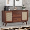 Rattan Sheesham Wood Sideboard In Provincial Teak Finish