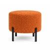 Doe Buck Premium Boucle Round Ottoman in Matte Orange Colour with Polished Black Legs