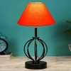 Adaline Orange cotton Table lamp with Iron Base
