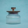 Ireka Homes Bubble Glass Canister with Airtight Wooden Lid – Food Storage (5 x 5.5 in)