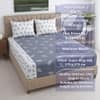 Grey And White Floral Cotton 400 Tc fitted Super King Size Bedsheet With 2 Pillow Covers