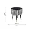 Doe Buck Zik Zak Chevron Printed Ottoman Stool in Black and White Colour with Gold Tipped Legs