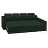 Luna 5 Seater Velvet LHS Pull Out Sofa Cum Bed in Green Color With Storage